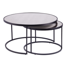 Load image into Gallery viewer, Mirrored Round Nested Coffee Table Set (Set of 2) - Black
