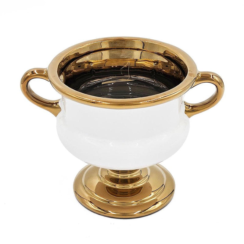 Amphora Table Vase - White / Gold