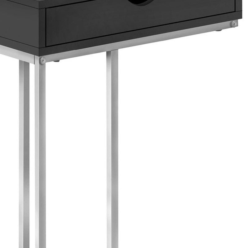 Laminate And Iron End Table With Drawer - Black And Silver