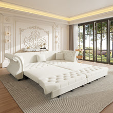 Load image into Gallery viewer, Oversized Chesterfield Pull Out Sofa Bed, Roll Arm Couch With Flower Tufting For Living Room
