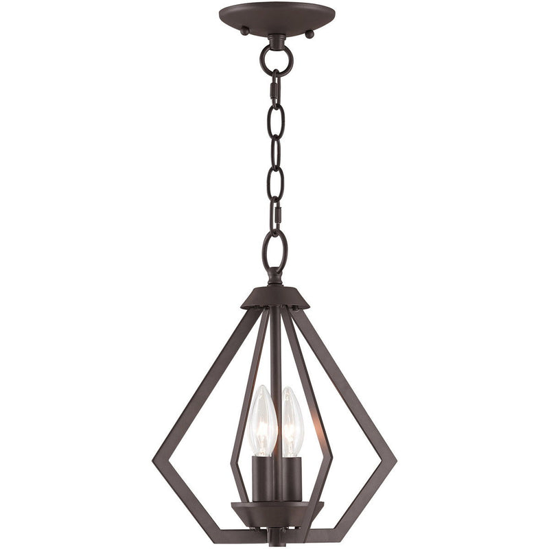 13" Two Light Dimmable Chandelier With Shades - Bronze