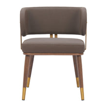 Load image into Gallery viewer, Upholstered Faux Leather Curved Back Dining Arm Chair - Brown
