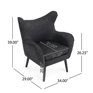 Mid - Century Modern Arm Chair With Wingback Design Wood Legs