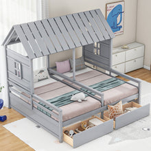 Load image into Gallery viewer, House Platform Beds With 2 Drawers, Side By Side Design
