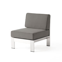Load image into Gallery viewer, Outdoor Aluminum Armless Chair With Cushion - Silver
