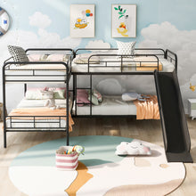 Load image into Gallery viewer, Twin Size L-Shaped Bunk Bed with Slide and Ladder, Black(OLD SKU:GX000615AAB)
