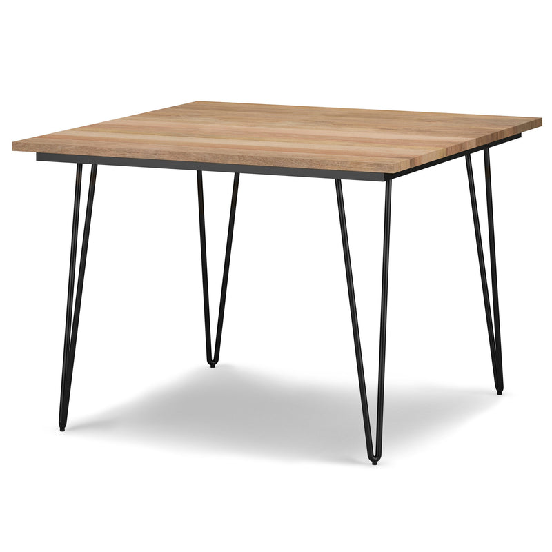 42" Solid Wood Iron Square Dining Table - Natural / Black