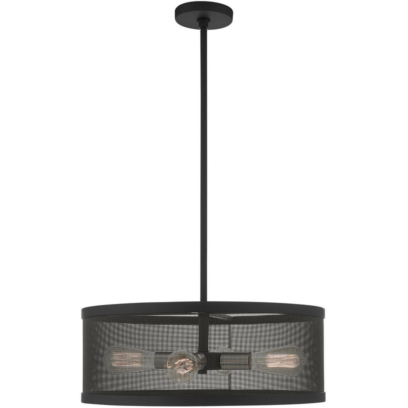 16" Four Light Dimmable Chandelier With Shades - Black