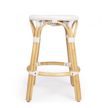 Load image into Gallery viewer, Rattan Backless Counter Height Bar Chair - White / Natural
