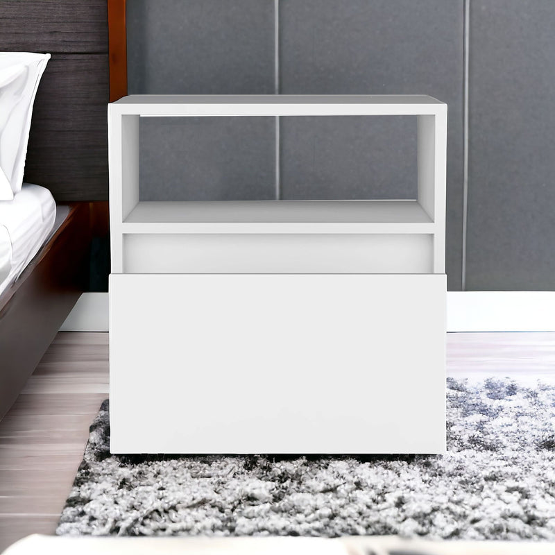 21" One Drawer Faux Wood Nightstand - White
