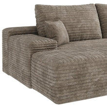 Load image into Gallery viewer, 135" 2 Piece Living Room Set Corduroy Modular Compression Foam Sofa With Ottoman Toss Pillows - Camel
