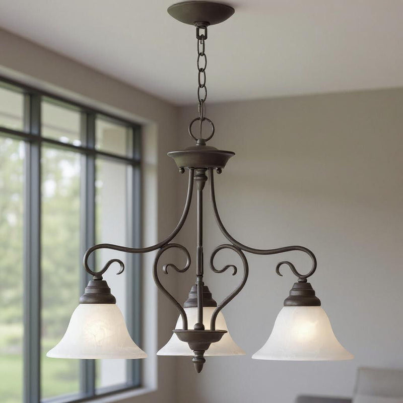 21" Three Light Dimmable Chandelier With Shades - Bronze