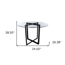 Load image into Gallery viewer, 24" Rounded Glass And Metal Trestle Base Dining Table - Black
