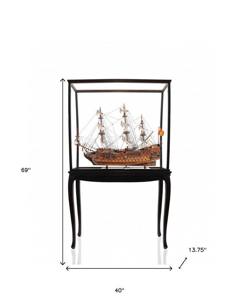 Hand Painted San Felipe Large Floor Display Model Boat - Brown