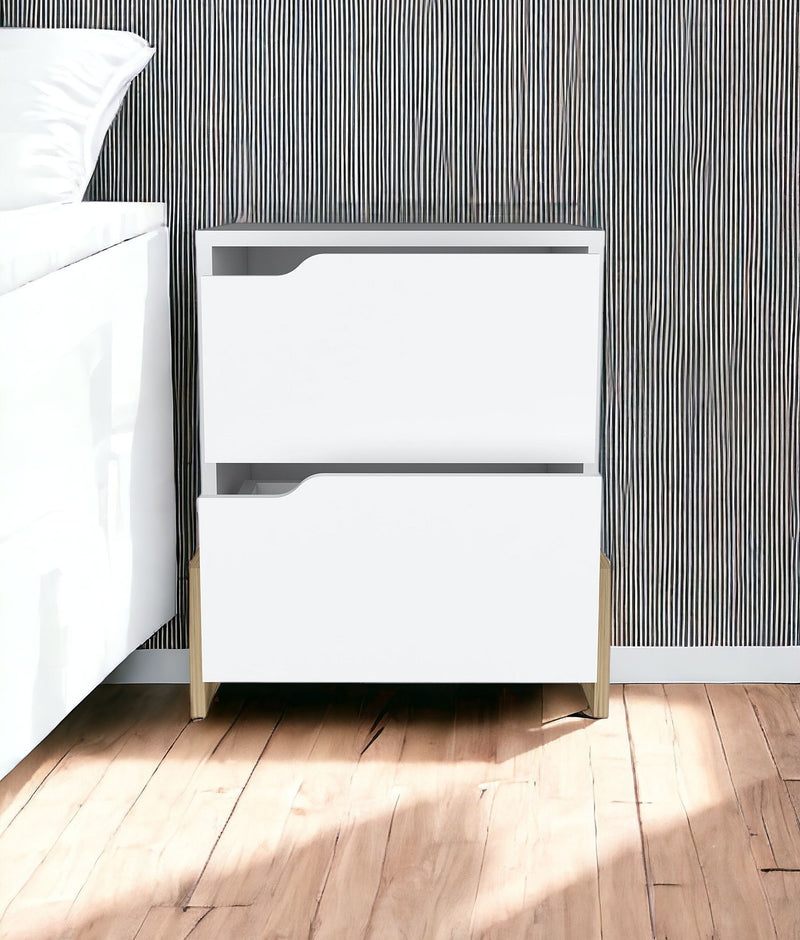 17" x 14.6" x 19.9" Two Drawer Nightstand - White