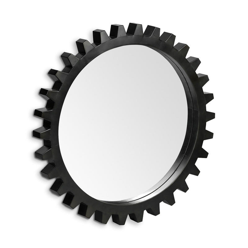 37" Round Metal Frame Wall Mirror - Black