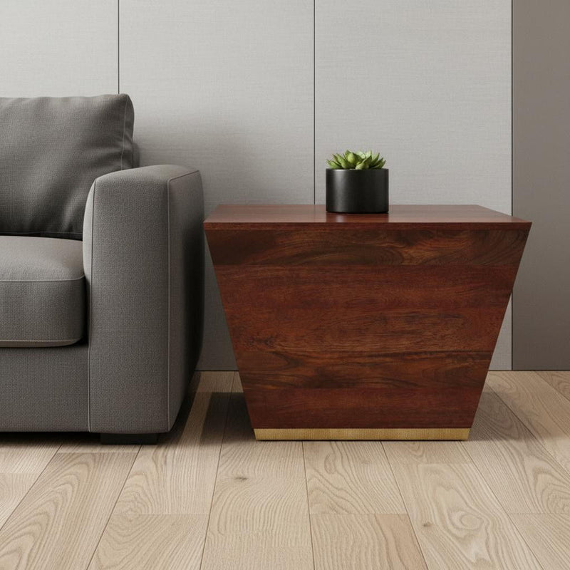 19" Solid Wood Square End Table - Brown