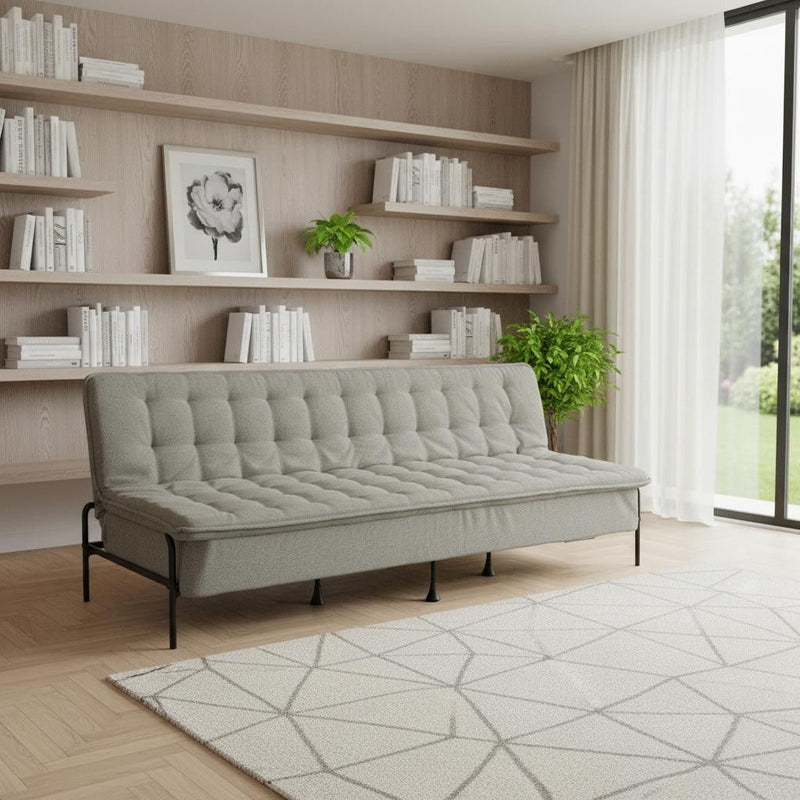 Fabric Convertible Futon Sleeper Reclining Sofa - Gray