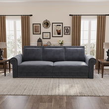 Load image into Gallery viewer, 3 In 1 Convertible Sleeper Sofa With Nailhead Trim &amp; Rolled Arm
