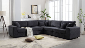 Oversized  Length117.2''*Width 117.2'' Modular Sectional Sofa Couches Set ,Corduroy Upholstered Deep Seat Comfy Sofa For Living Room,Dark Gray