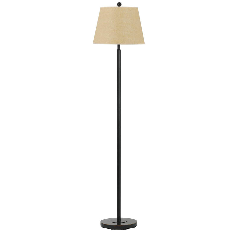 Traditional Shaped Floor Lamp With Tan Square Shade - Bronze