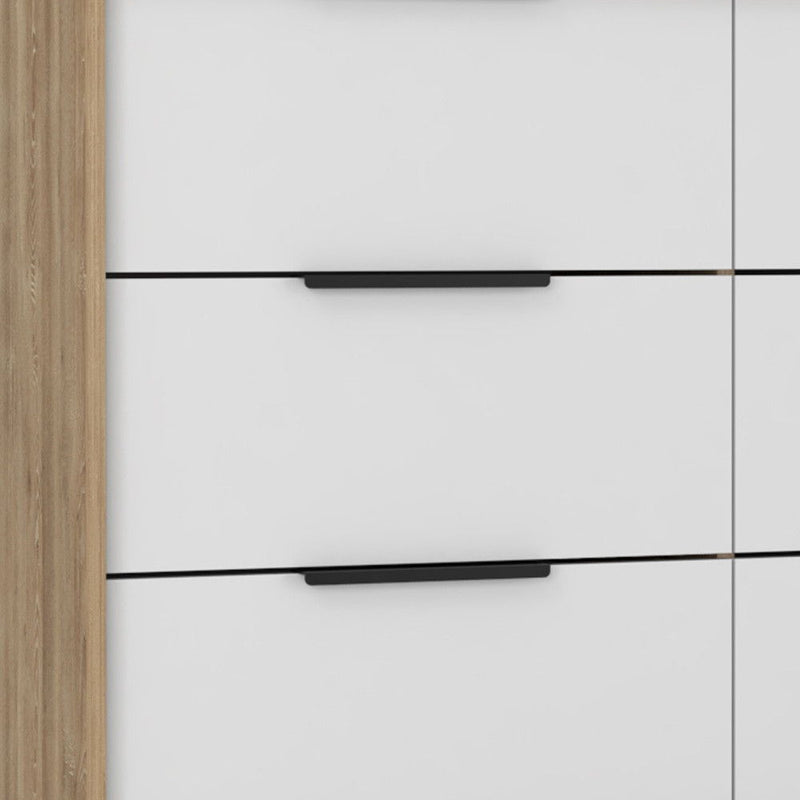 Six Drawer Double Dresser - White And Natural