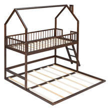 Load image into Gallery viewer, Twin Over Twin-Twin House Bunk Bed with Extending Trundle and Ladder
