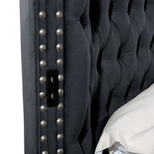 Load image into Gallery viewer, Hazel - Queen Size Tufted Storage Bed &amp; Bluetooth Speakers, USB Port - Black
