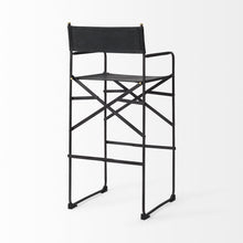Load image into Gallery viewer, Leather And Metal Bar Height Bar Chair - Black
