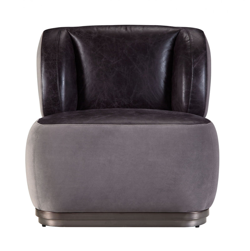 Velvet And Brown Solid Color Slipper Chair - Antique Slate Gray