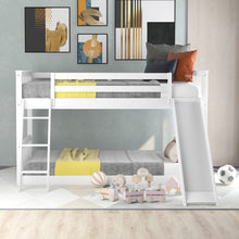 Load image into Gallery viewer, Twin over Twin Bunk Bed with Convertible Slide and Ladder, White
