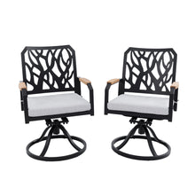 Load image into Gallery viewer, Outdoor Patio Swivel Rocker With Outdoor Grade Sunbrella Cushions, Branch Like Backrest (Set of 2) - Bourbon Brown
