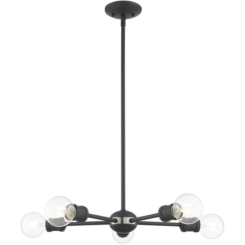 Five Light Dimmable Chandelier With Shades - Gray