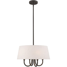 Load image into Gallery viewer, 20" Four Light Metal Dimmable Chandelier With Shades - Bronze / Cream
