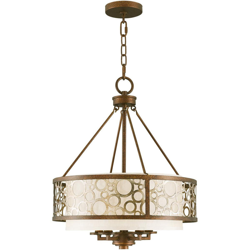 22" Five Light Dimmable Chandelier With Shades - Bronze
