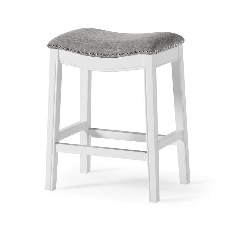 Solid Wood Backless Counter Height Bar Chair - Gray / White