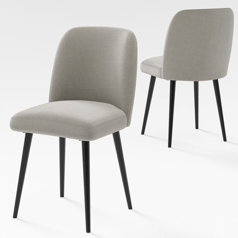 Upholstered Fabric Dining Side Chairs (Set of 2) - Gray