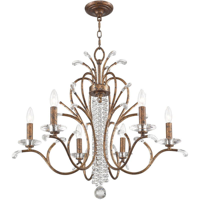 26'' Six-Light Dimmable Chandelier With Shades - Bronze