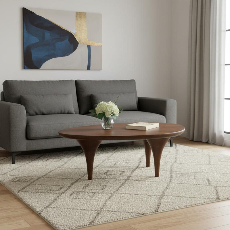 Solid Wood Triangle Pedestal Coffee Table - Brown