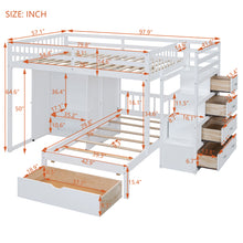 Load image into Gallery viewer, Full Over Twin Bunk Bed with Wardrobe, Drawers, White
