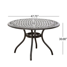 Load image into Gallery viewer, Tranquilius - Outdoor Round Dining Table With Lattice Tabletop, Umbrella Hole And Curved Legs
