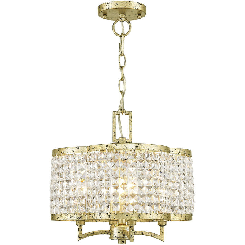 14" Four Light Dimmable Chandelier With Shades - Gold