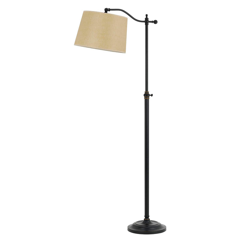 Adjustable Traditional Shaped Floor Lamp With Tan Square Shade - Bronze