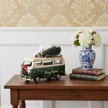 Load image into Gallery viewer, c1960s Volkswagen Christmas Bus Sculpture - Green / White
