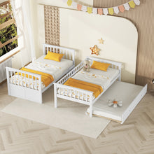 Load image into Gallery viewer, Twin over Twin Bunk Bed with Twin Size Trundle, Convertible Beds, White
