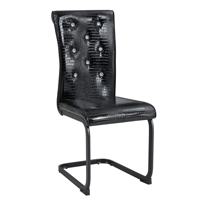Faux Leather Metal Dining Side Chairs (Set of 2) - Black
