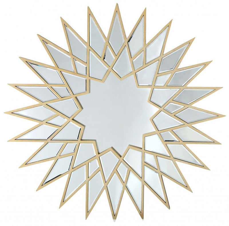 34" Sunburst Metal Framed Accent Mirror - Gold
