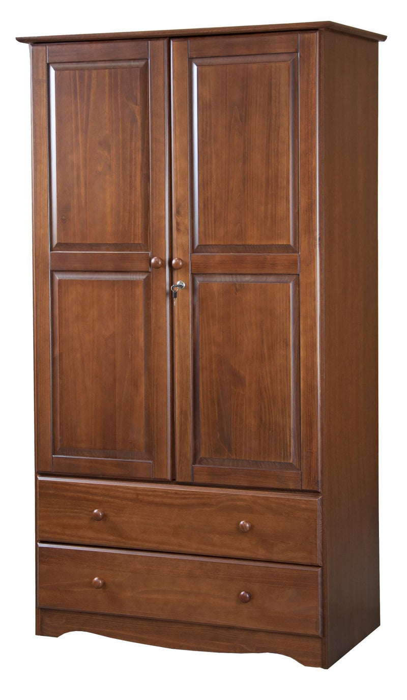 Solid Wood Two Door Two Drawer Combo Dresser - Coffee