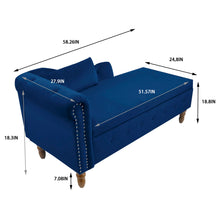 Load image into Gallery viewer, Chaise Lounge Indoor, Lounge Chair For Bedroom With Storage &amp; Pillow, Modern Upholstered Rolled Arm Chase Lounge For Sleeping With Nailhead Trim For Living Room Bedroom Office
