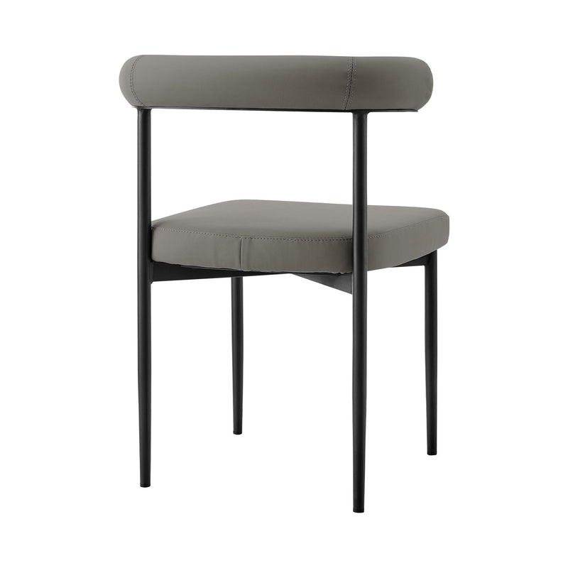 Faux Leather Open Back Dining Side Chairs (Set of 2) - Gray